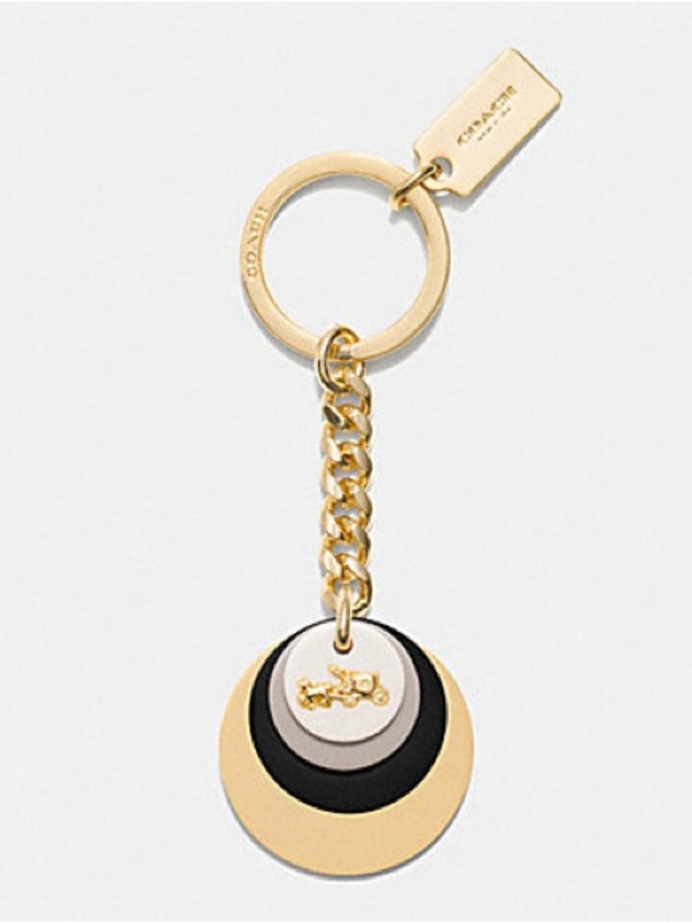 Super Rare NWT Coach Metal & Resin Stacked Disc Key Ring Fob Bag Charm